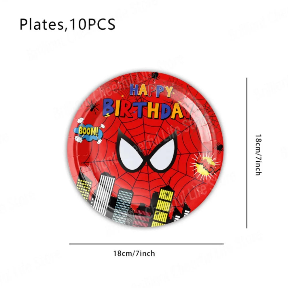 SpiderMan Birthday Decorations Superhero Disposable Tableware Banner Balloons Kids Boys Baby Shower Spider Party Event Supplies - Dein Shop - dauerhaft günstig!