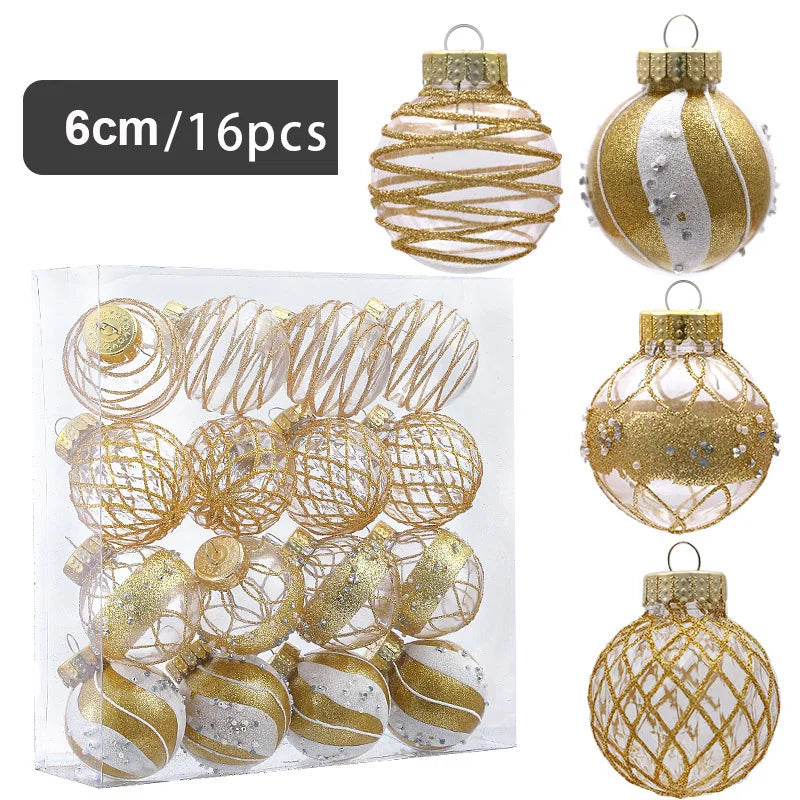 16 Stück Weißgoldene Weihnachtsbaumkugeln 6 cm – Funkelnde Dekoration für festliche Weihnachtsstimmung - Dein Shop - dauerhaft günstig!