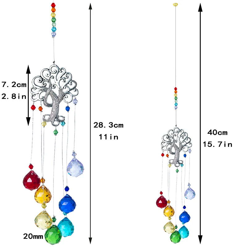 H&D Kristall Sonnenfänger Chakra Farbige Kugeln Baum des Lebens Fensterhängend Pendel Regenbogen Sonnenfänger Weihnachtsdeko für Zuhause - Dein Shop - dauerhaft günstig!