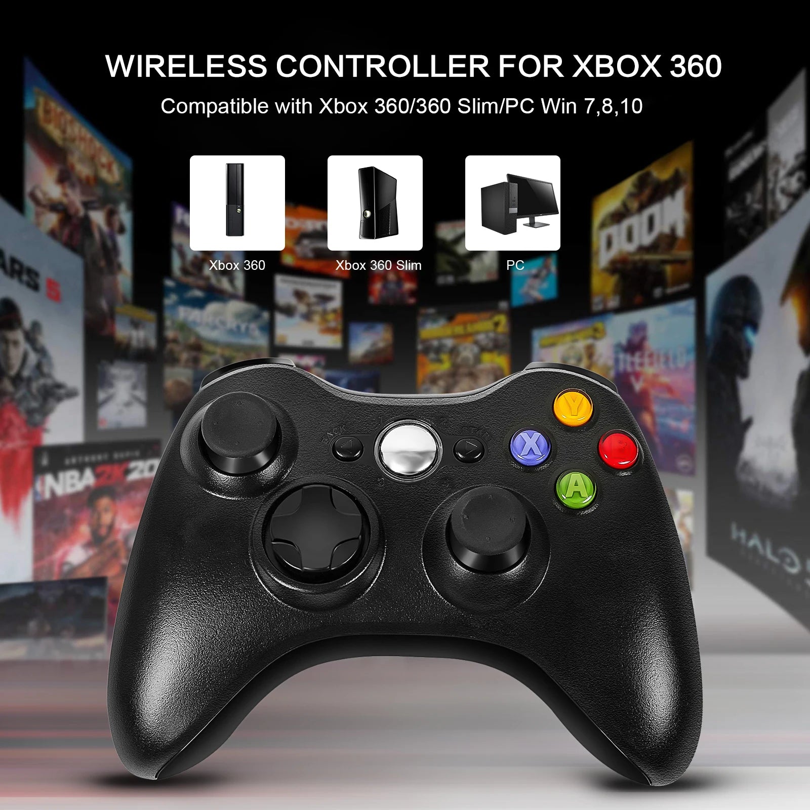 2.4G Wireless Controller für Xbox 360/360 Slim/PC Gamepad Videospiel 3D Rocker Dual Vibration Sensing Konsole Gaming Zubehör - Dein Shop - dauerhaft günstig!