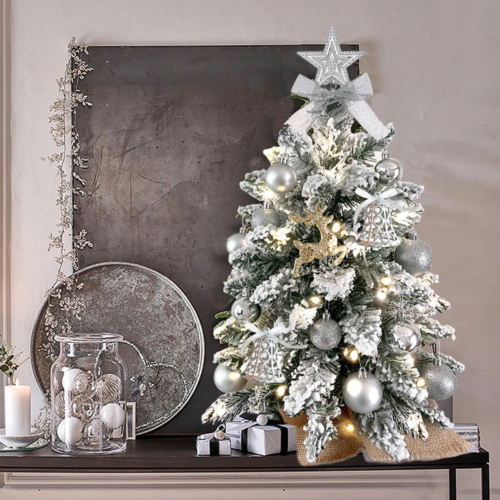 Mini Weihnachtsbaum mit Lichtern – Künstlicher Tabletop Baum mit Schneeeffekt und Ornamenten – Exquisite Weihnachtsdekoration für Zuhause und Büro - Dein Shop - dauerhaft günstig!