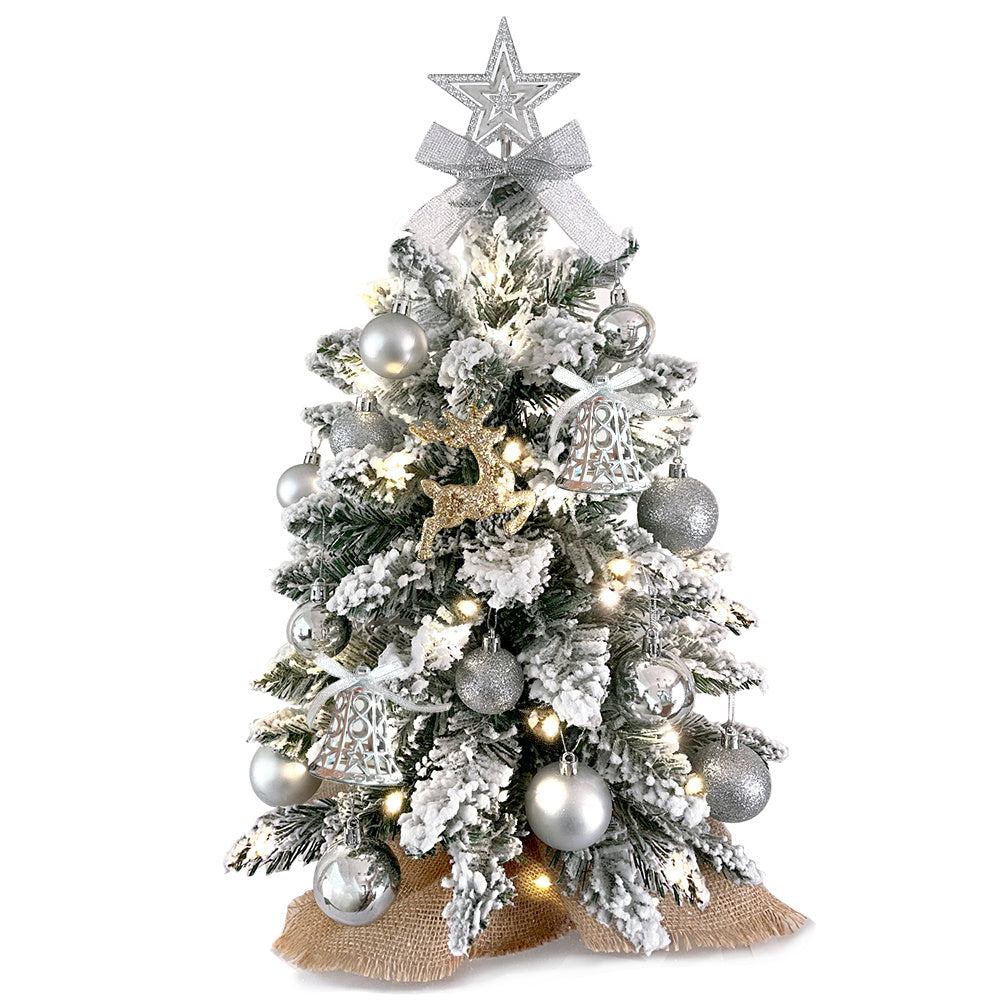 Mini Weihnachtsbaum mit Lichtern – Künstlicher Tabletop Baum mit Schneeeffekt und Ornamenten – Exquisite Weihnachtsdekoration für Zuhause und Büro - Dein Shop - dauerhaft günstig!