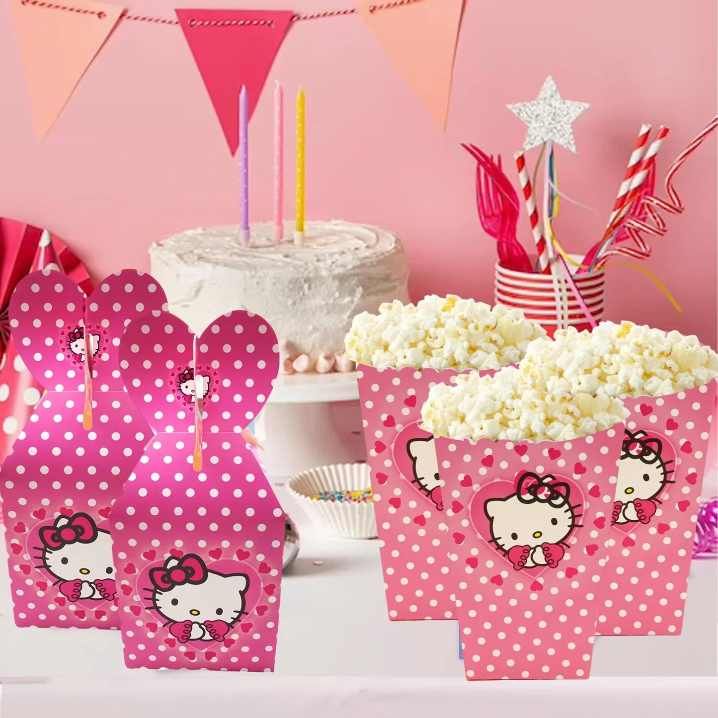 Hello Kitty Popcornbox - Verspielte Geburtstags-Deko in Pink für Kindergeburtstage - Geschenkbox für Kekse, Schokolade & Süßigkeiten - Dein Shop - dauerhaft günstig!