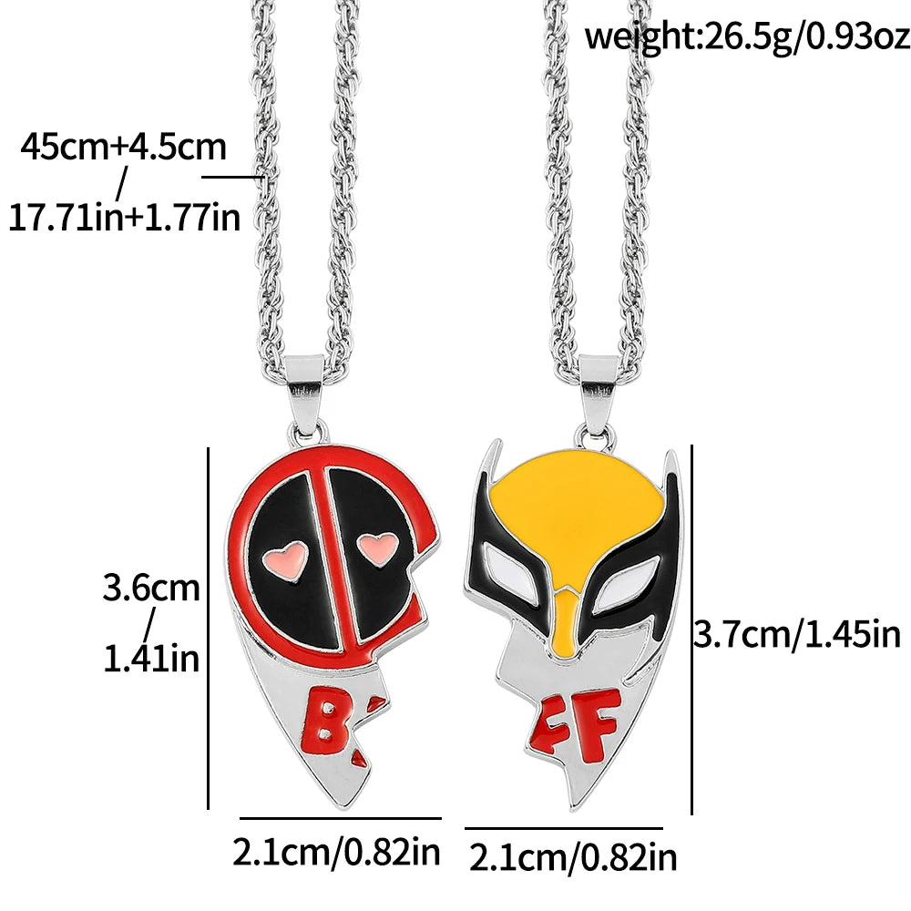 2pcs Marvel Film Deadpool & Wolverine Halskette beste Freunde Set Split Herz zusammenpassende Anhänger Schlüsselanhänger für Fans Zubehör Geschenk - Dein Shop - dauerhaft günstig!