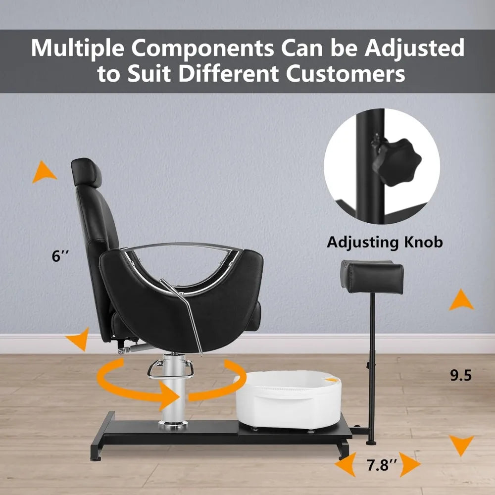 360° Swivel Pedicure Chair with Stool & Massage Foot Bath, Pedicure Station Hydraulic Adjustable Height No Plumbing for Foot - Dein Shop - dauerhaft günstig!