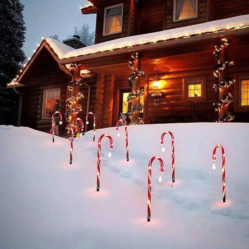 8er-Set Solarbetriebene Weihnachts-Zuckerstock-Wegeleuchten mit Erdspießen – Festliche Außenbeleuchtung für Garten und Terrasse - Dein Shop - dauerhaft günstig!