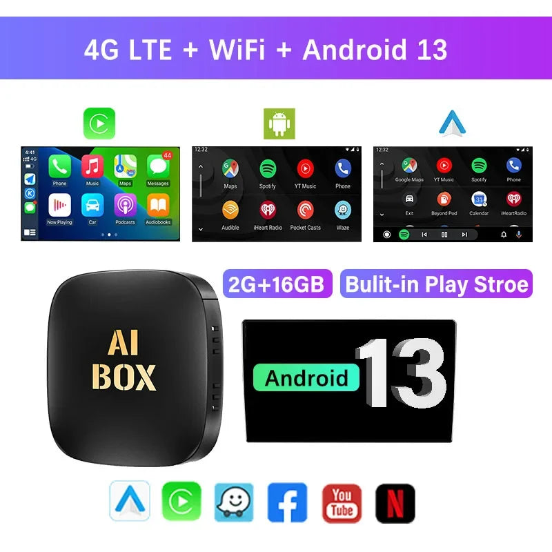 Android 13 Ai Box Wired to Wireless Carplay Android Auto Adapter WiFi For Youtube Nexflit Cars Smart Ai Box Bulit in Play Stroe - Dein Shop - dauerhaft günstig!