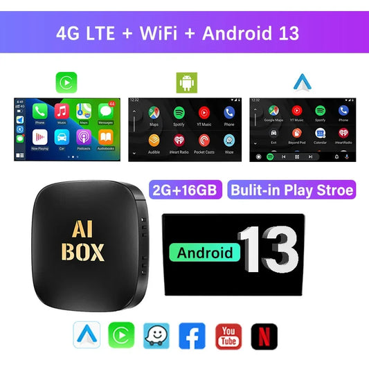 Android 13 Ai Box Wired to Wireless Carplay Android Auto Adapter WiFi For Youtube Nexflit Cars Smart Ai Box Bulit in Play Stroe - Dein Shop - dauerhaft günstig!