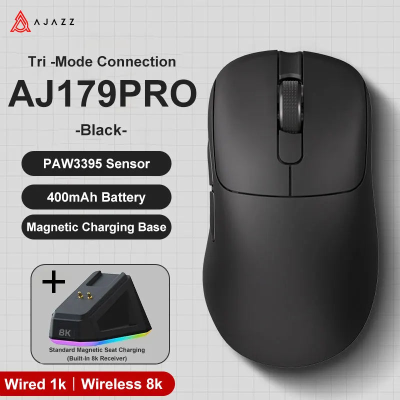 AJAZZ AJ179 PRO PAW3395 Wireless Gaming Mouse with RGB Charging Base 26000DPI Lightweight Ergonomic Mouse for PC Gamer Laptop - Dein Shop - dauerhaft günstig!