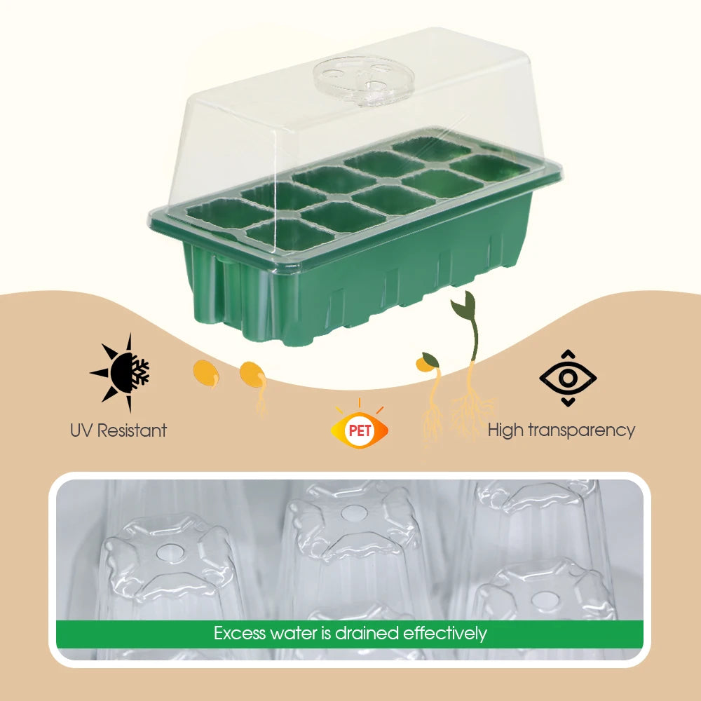 Rechteckige 10-Zellen-Anzuchtpalette mit Transparentem Deckel und Einstellbaren Belüftungsöffnungen – Hochwertige PET-Qualität für die Heimgarten-Anzucht, Ideal als Saatgut-Startset - Dein Shop - dauerhaft günstig!