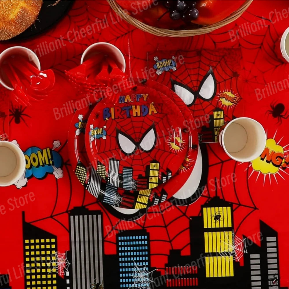 SpiderMan Birthday Decorations Superhero Disposable Tableware Banner Balloons Kids Boys Baby Shower Spider Party Event Supplies - Dein Shop - dauerhaft günstig!