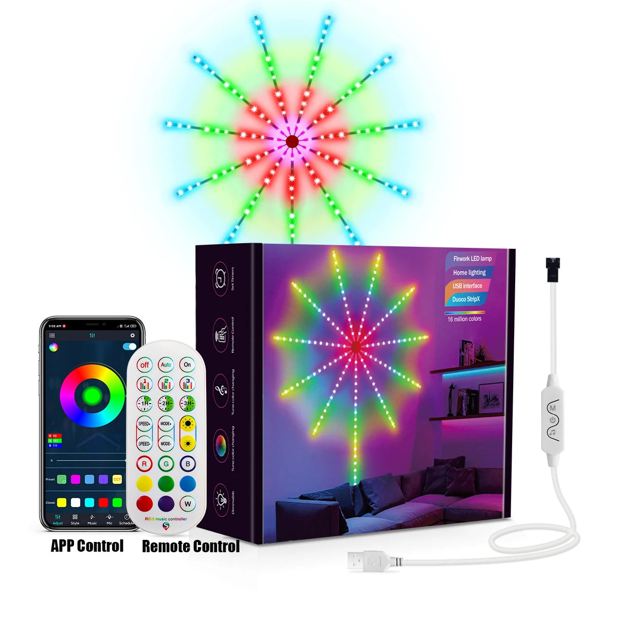 RGB Feuerwerk LED Streifen - Bluetooth Smarter Neon Strip mit APP Steuerung - Dein Shop - dauerhaft günstig!