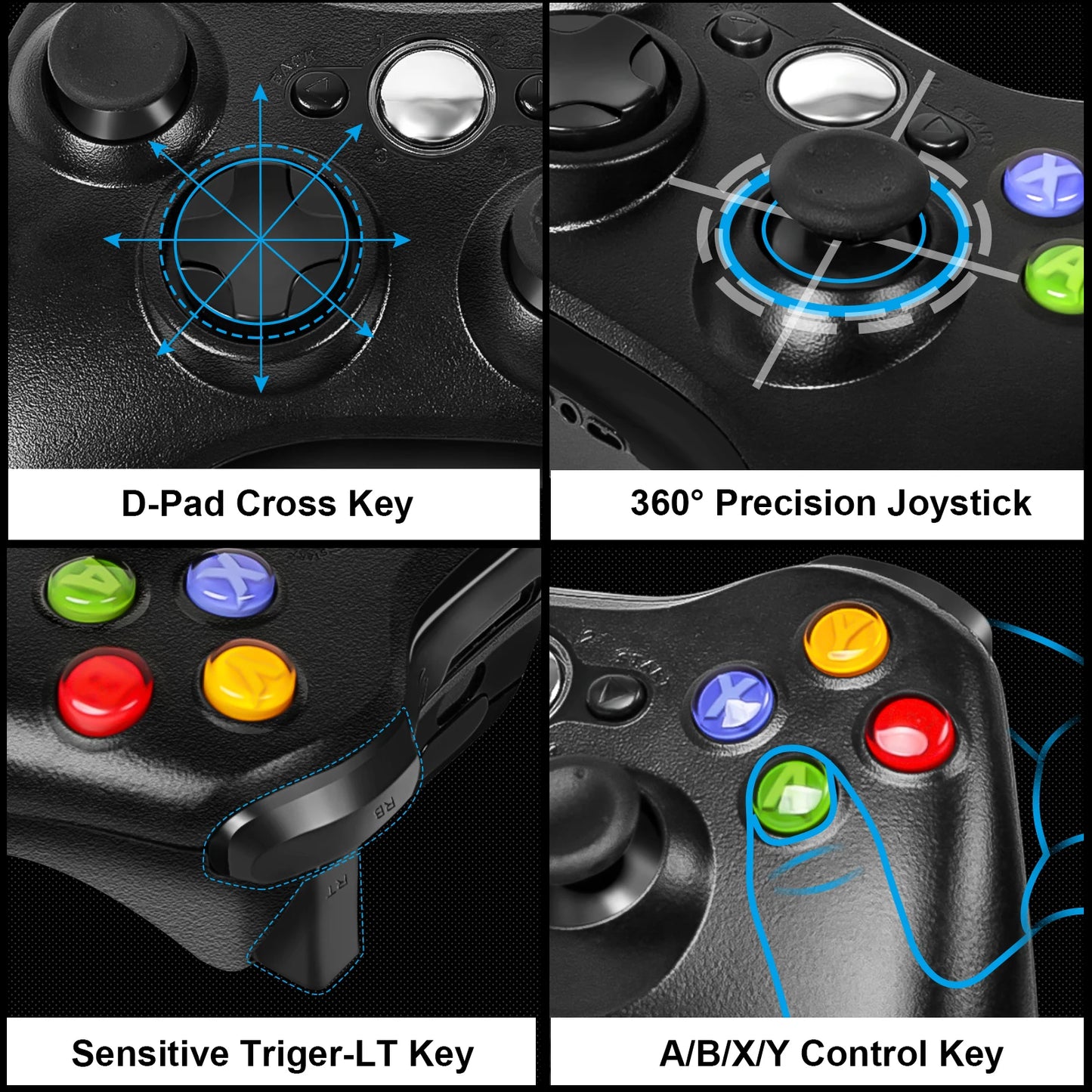 2.4G Wireless Controller für Xbox 360/360 Slim/PC Gamepad Videospiel 3D Rocker Dual Vibration Sensing Konsole Gaming Zubehör - Dein Shop - dauerhaft günstig!