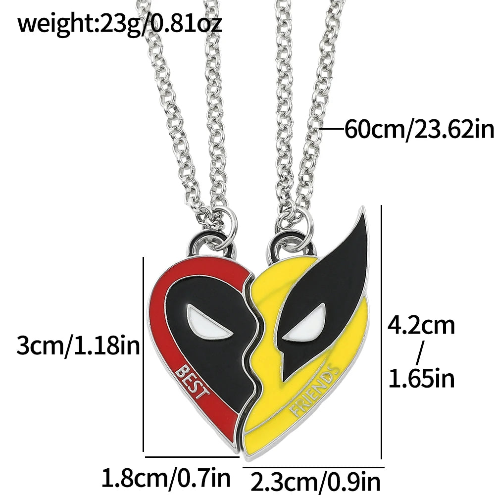 2pcs Marvel Film Deadpool & Wolverine Halskette beste Freunde Set Split Herz zusammenpassende Anhänger Schlüsselanhänger für Fans Zubehör Geschenk - Dein Shop - dauerhaft günstig!