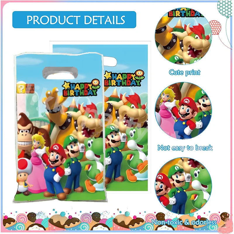 Mario Party Bags – Einzigartige Mario Bros Geburtstagsdekoration | Kunststoff-Geschenktüten & Süßigkeitenboxen für Mädchen – Perfekte Baby Shower & Party Supplies Deko - Dein Shop - dauerhaft günstig!