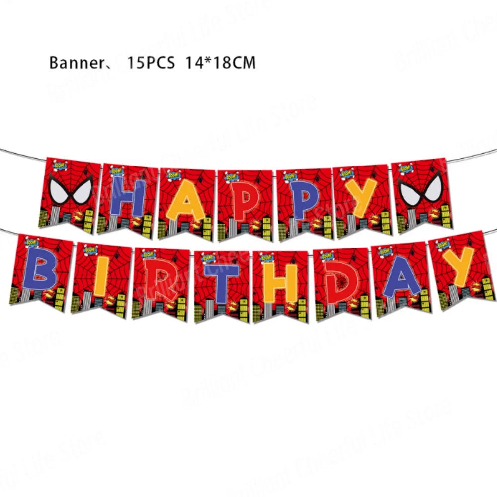 SpiderMan Birthday Decorations Superhero Disposable Tableware Banner Balloons Kids Boys Baby Shower Spider Party Event Supplies - Dein Shop - dauerhaft günstig!