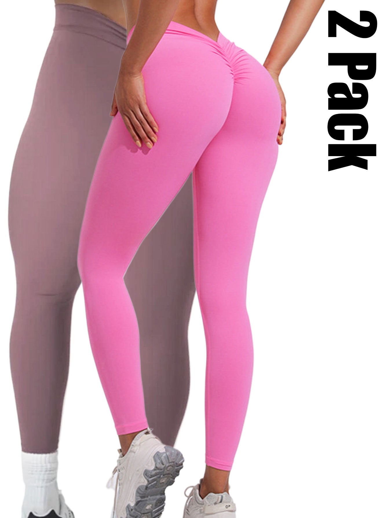 2er Set Hochtaillierte Leggings für Frauen – Weiche Sport-Leggings mit Bauchkontrolle für Yoga, Laufen und Fitness