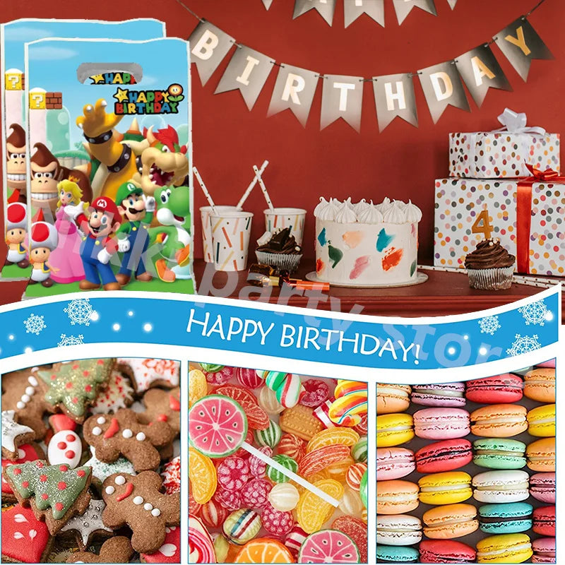 Mario Party Bags – Einzigartige Mario Bros Geburtstagsdekoration | Kunststoff-Geschenktüten & Süßigkeitenboxen für Mädchen – Perfekte Baby Shower & Party Supplies Deko - Dein Shop - dauerhaft günstig!