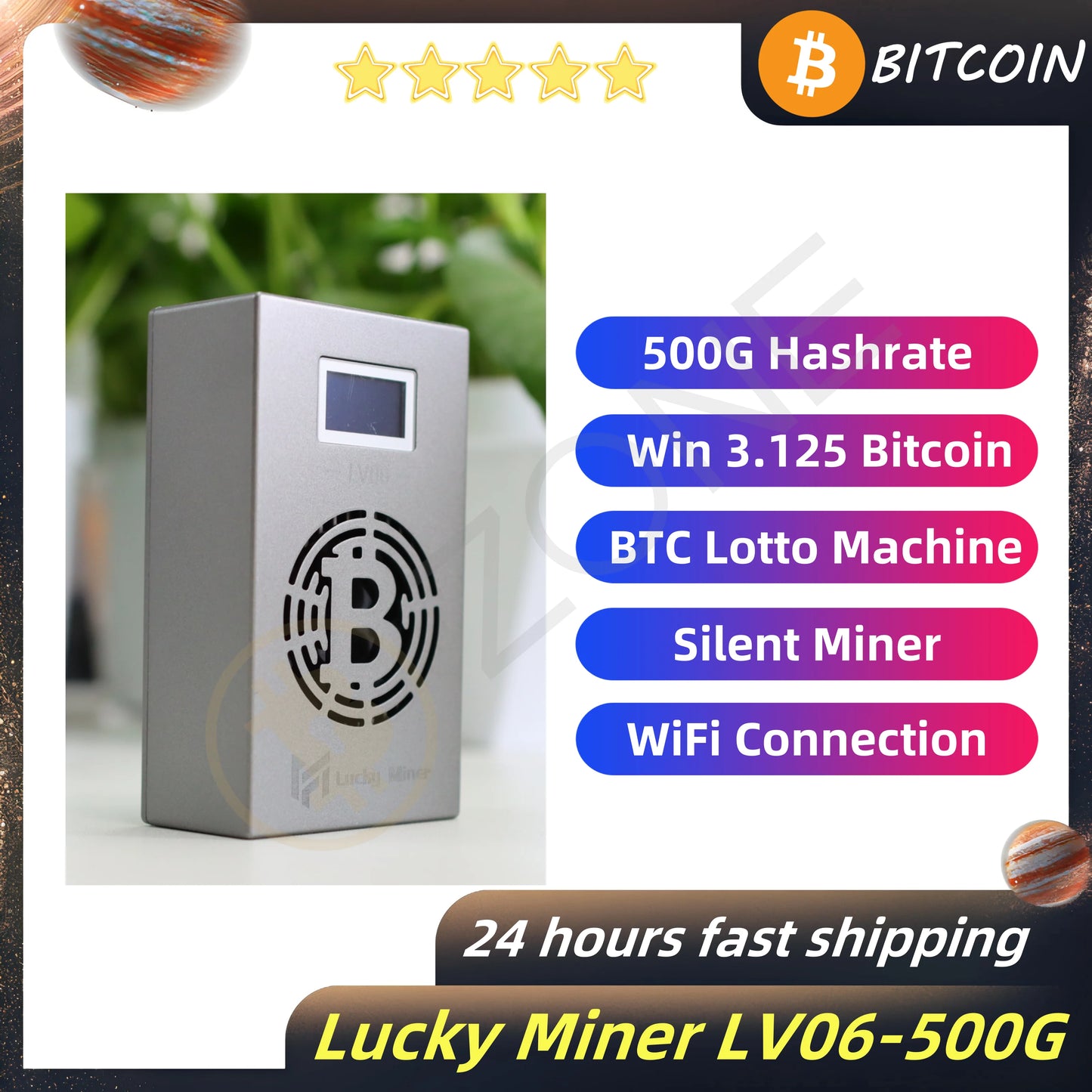 Win 3.125BTC Bitaxe Upgraded Lucky Miner LV06 BM1366 Solo Mining 500GH/S Bitcoin Lotto Mining Machine With 5V 6A Power Supply - Dein Shop - dauerhaft günstig!