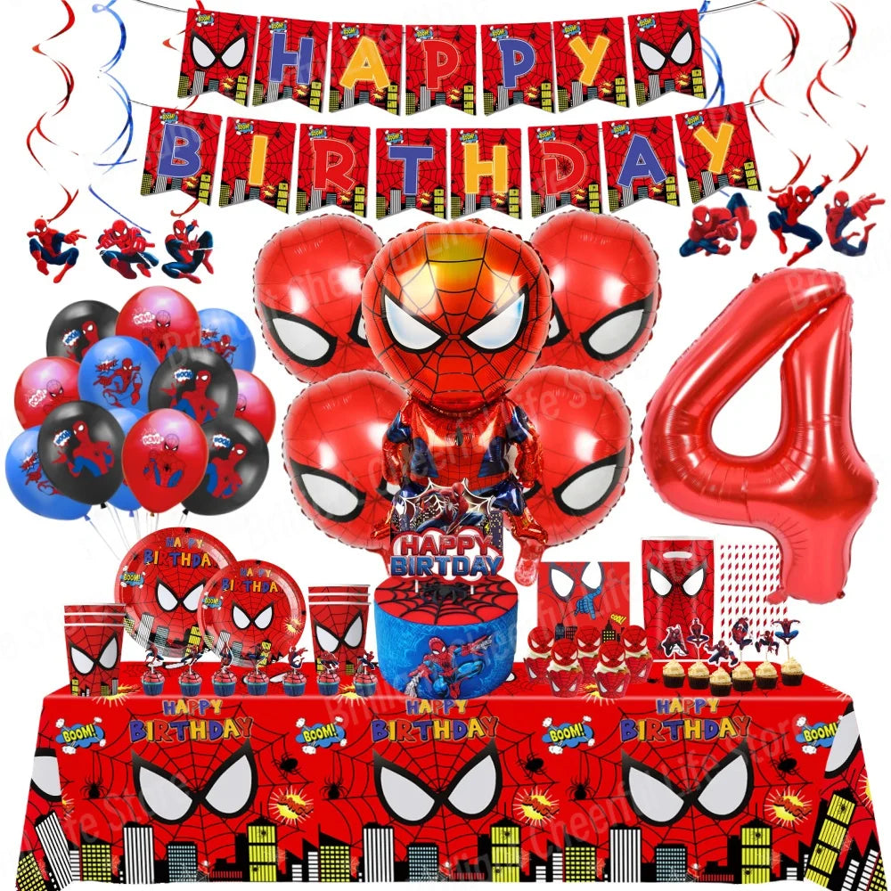 SpiderMan Birthday Decorations Superhero Disposable Tableware Banner Balloons Kids Boys Baby Shower Spider Party Event Supplies - Dein Shop - dauerhaft günstig!