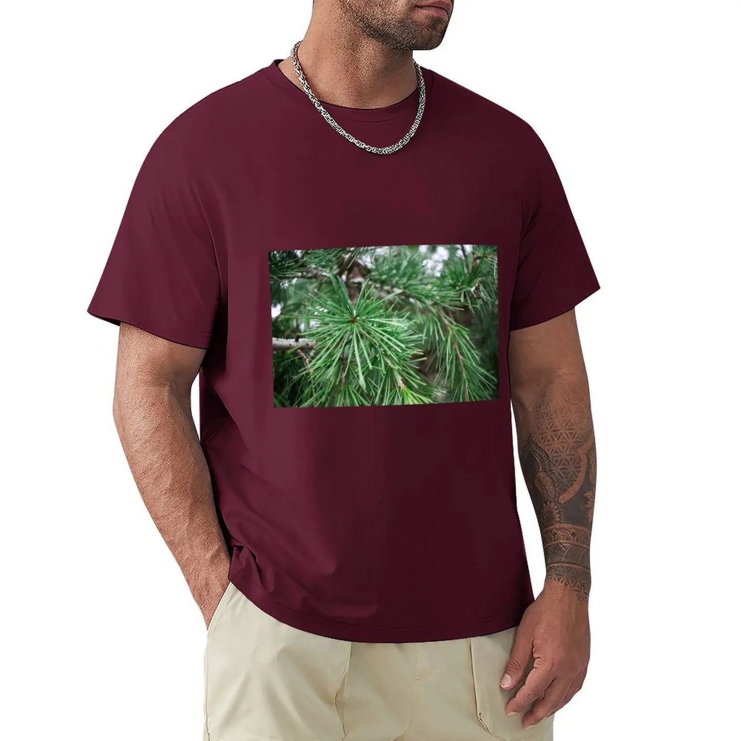 Elegantes Oversized T-Shirt mit Winter-Weihnachtsbaum-Design – Hippie-inspirierte Sommermode für Männer