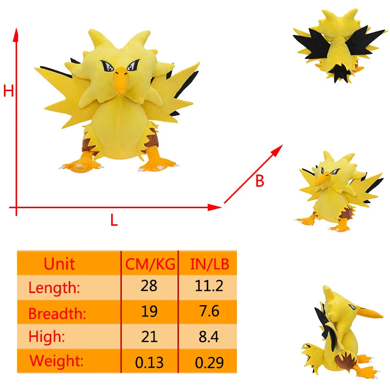 Pokémon Galarian Zapdos, Articuno und Moltres Plüschspielzeug – Ein Muss für jeden Pokémon-Fan! - Dein Shop - dauerhaft günstig!