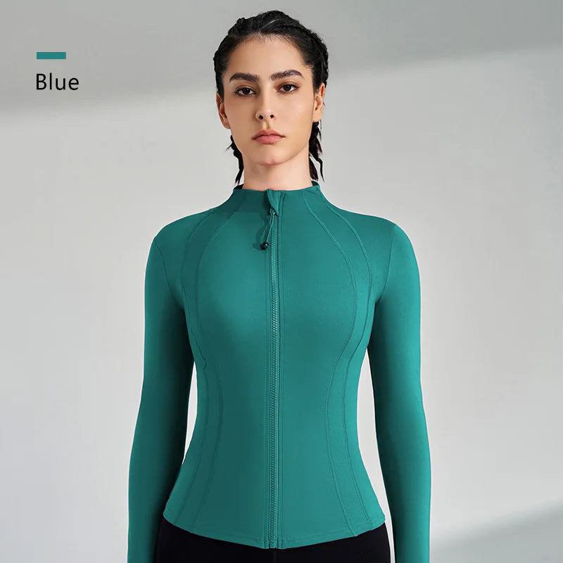 Women's Sports Fitness Zip Long Sleeve Jacket Standing Collar Yoga Running Slim Top Breathable Quick Dry Gym Training Clothes - Dein Shop - dauerhaft günstig!