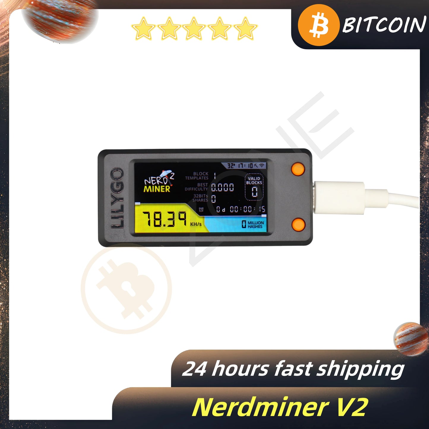 Nerdminer-T Display S3 Lotto Machine1.6.3 Firmware 78K Bitcoin Miner BTC Solo Mining Machine, Plug and Play - Dein Shop - dauerhaft günstig!