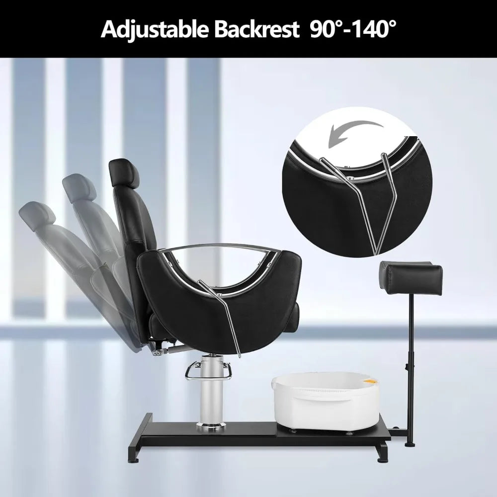 360° Swivel Pedicure Chair with Stool & Massage Foot Bath, Pedicure Station Hydraulic Adjustable Height No Plumbing for Foot - Dein Shop - dauerhaft günstig!