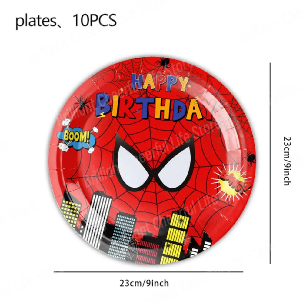 SpiderMan Birthday Decorations Superhero Disposable Tableware Banner Balloons Kids Boys Baby Shower Spider Party Event Supplies - Dein Shop - dauerhaft günstig!