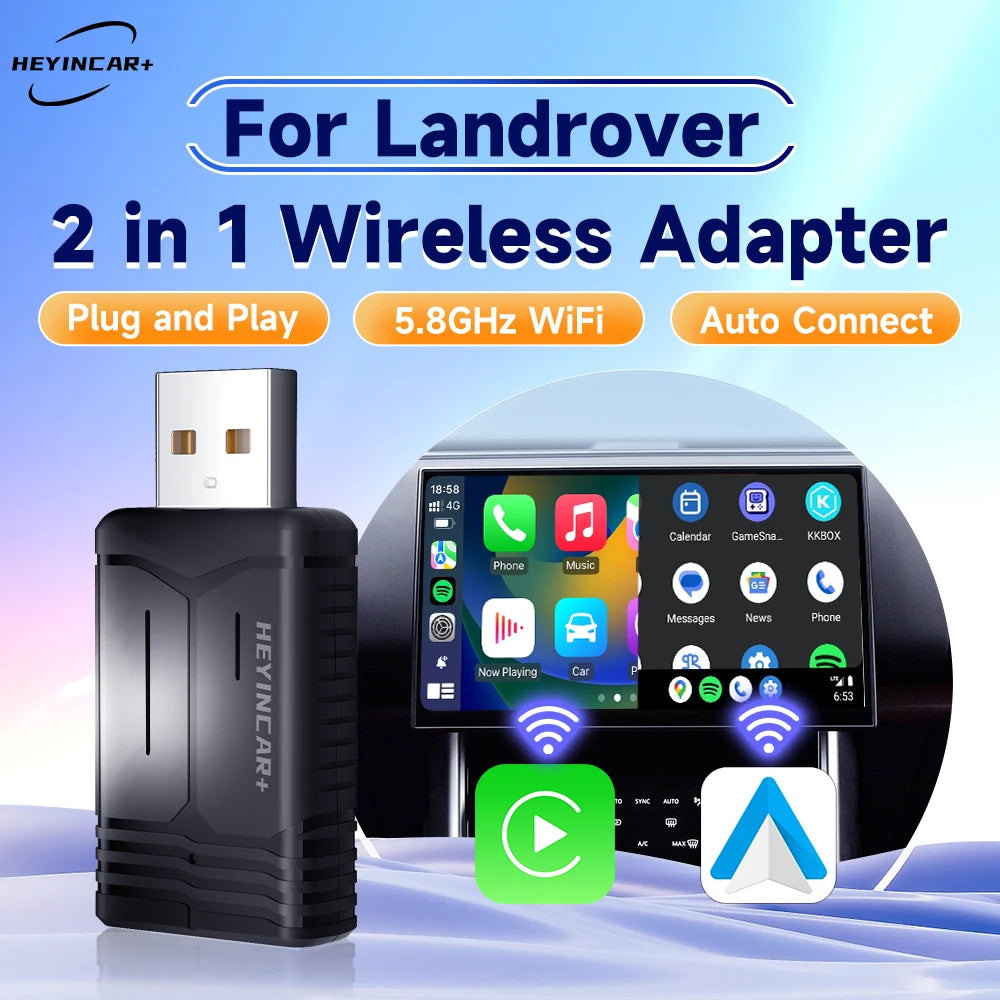 2024 Neu HEYINCAR 2in1 Drahtlos Android Auto Adapter Carplay Drahtlos Für Land Rove RANGE ROVER DISCOVERY DEFENDER 130 110 90 - Dein Shop - dauerhaft günstig!