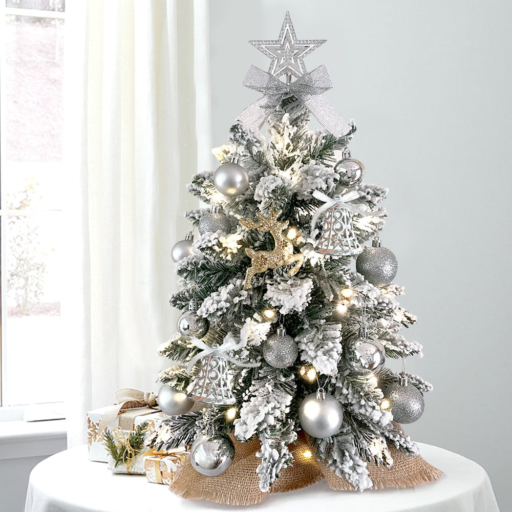 Mini Weihnachtsbaum mit Lichtern – Künstlicher Tabletop Baum mit Schneeeffekt und Ornamenten – Exquisite Weihnachtsdekoration für Zuhause und Büro - Dein Shop - dauerhaft günstig!