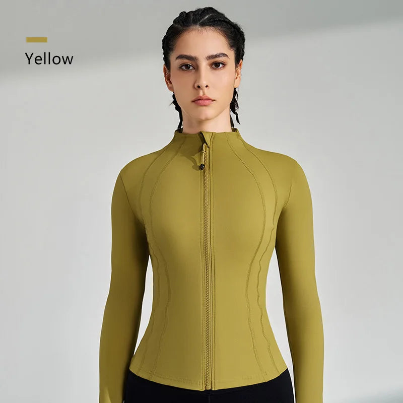 Women's Sports Fitness Zip Long Sleeve Jacket Standing Collar Yoga Running Slim Top Breathable Quick Dry Gym Training Clothes - Dein Shop - dauerhaft günstig!