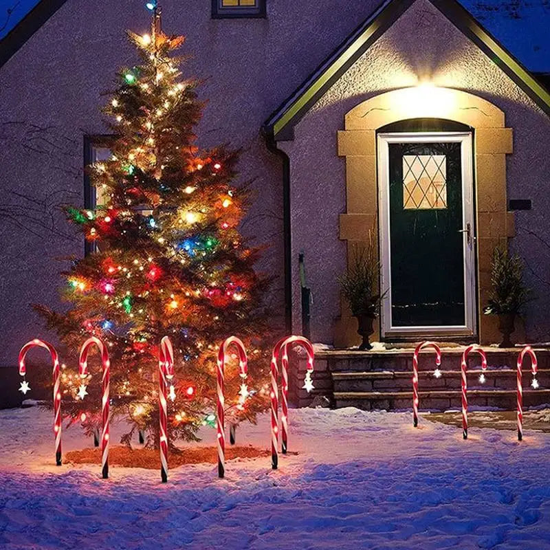 8er-Set Solarbetriebene Weihnachts-Zuckerstock-Wegeleuchten mit Erdspießen – Festliche Außenbeleuchtung für Garten und Terrasse - Dein Shop - dauerhaft günstig!