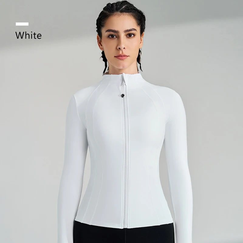 Women's Sports Fitness Zip Long Sleeve Jacket Standing Collar Yoga Running Slim Top Breathable Quick Dry Gym Training Clothes - Dein Shop - dauerhaft günstig!