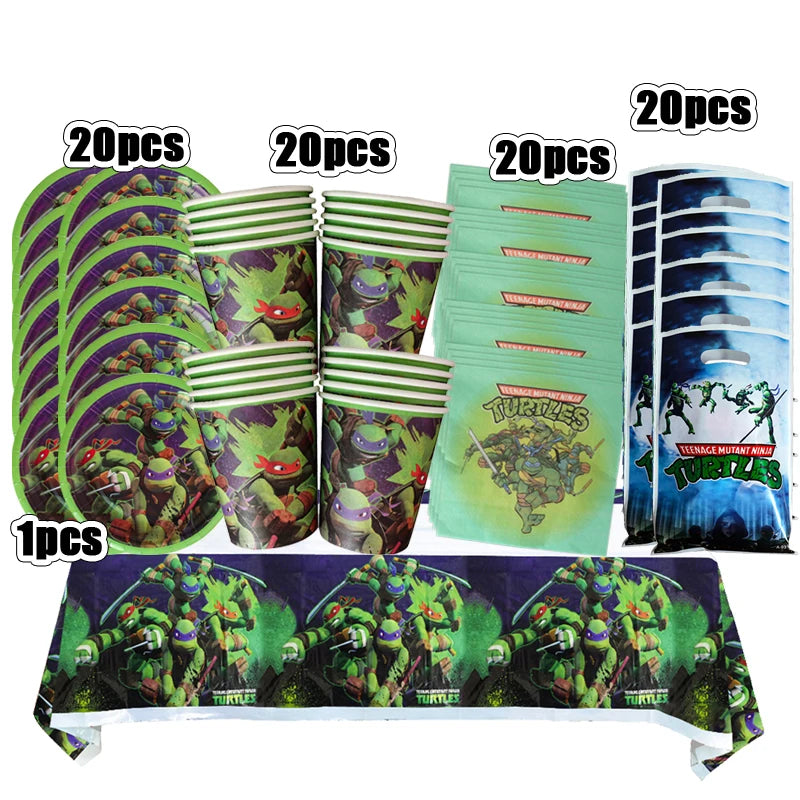 Ninja Turtle Geburtstagsdeko - Festausstattung für Kindergeburtstag mit Lärm-machern, Einweggeschirr und Fotokulisse - Perfektes Party-Set für Jungen und Spielzeug-Geschenk - Dein Shop - dauerhaft günstig!