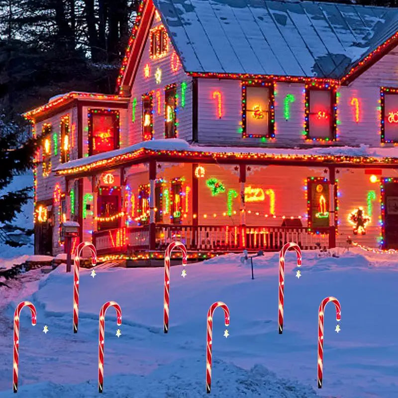 8er-Set Solarbetriebene Weihnachts-Zuckerstock-Wegeleuchten mit Erdspießen – Festliche Außenbeleuchtung für Garten und Terrasse - Dein Shop - dauerhaft günstig!