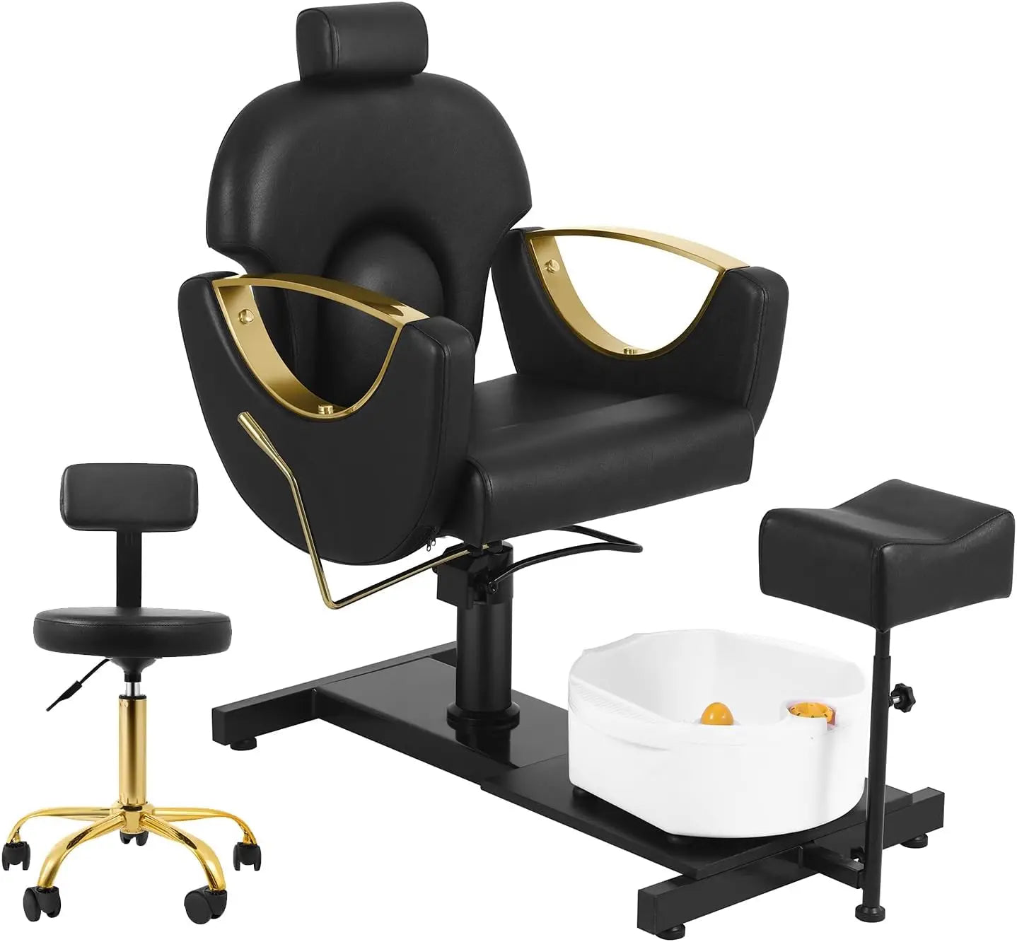 360° Swivel Pedicure Chair with Stool & Massage Foot Bath, Pedicure Station Hydraulic Adjustable Height No Plumbing for Foot - Dein Shop - dauerhaft günstig!