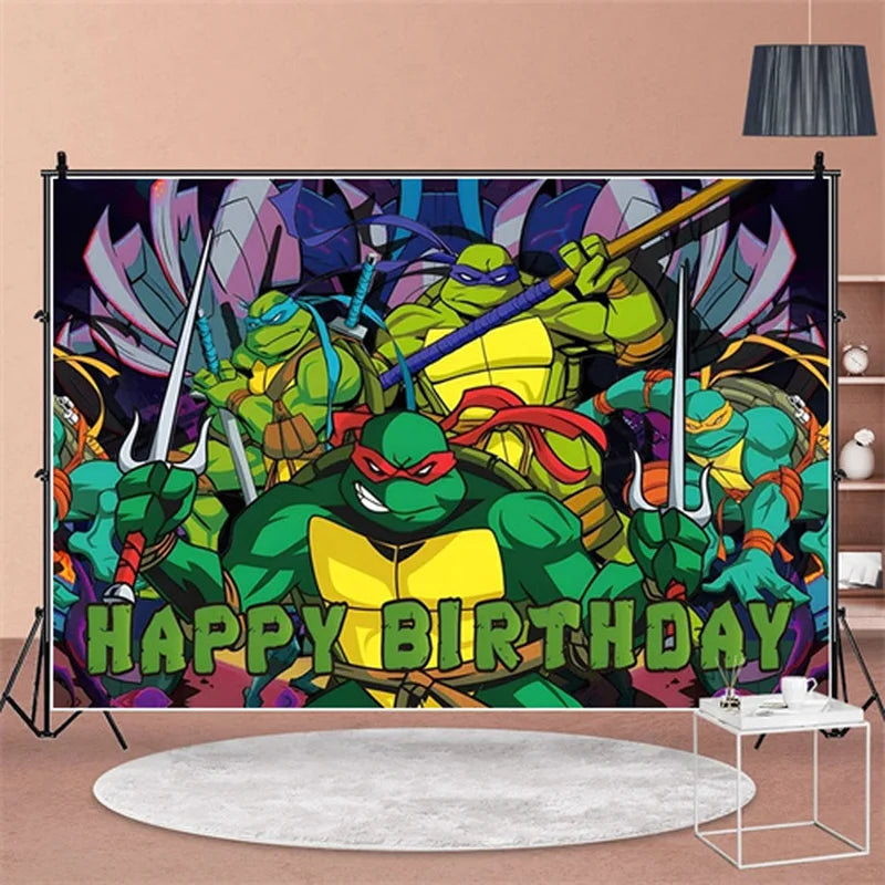 Ninja Turtle Geburtstagsdeko - Festausstattung für Kindergeburtstag mit Lärm-machern, Einweggeschirr und Fotokulisse - Perfektes Party-Set für Jungen und Spielzeug-Geschenk - Dein Shop - dauerhaft günstig!