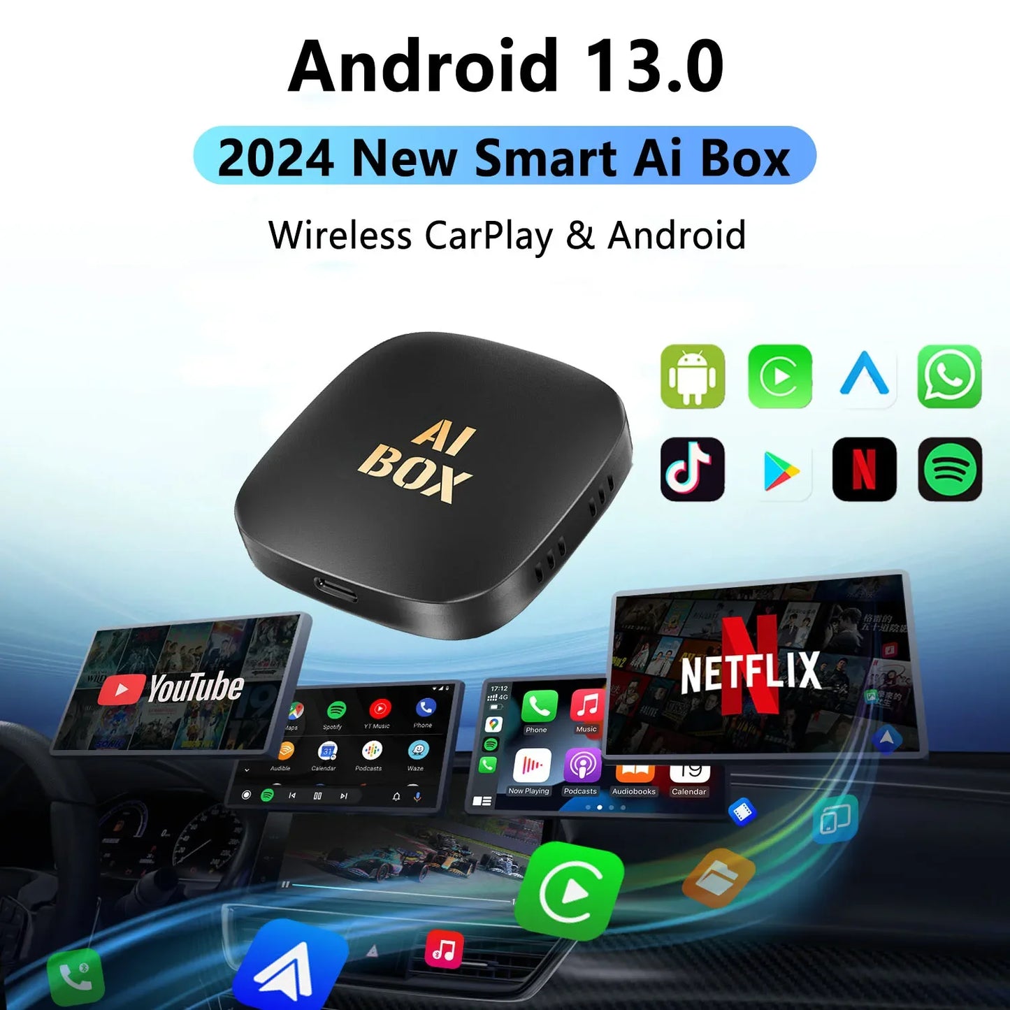 Android 13 CarPlay Smart Ai Box Android Wireless CarPlay Android Auto Adapter For Netflix For YouTube car intelligent systems - Dein Shop - dauerhaft günstig!