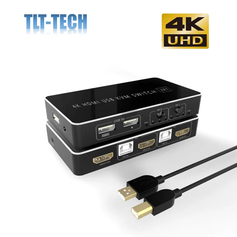 2 in 1 Out 4K HDMI KVM Switcher 2 Port HDMI USB Umschalter für Laptop,PC,PS4,Xbox HDTV - Dein Shop - dauerhaft günstig!