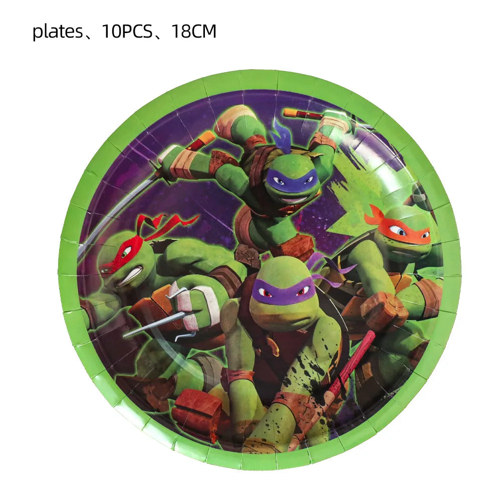 Ninja Turtle Geburtstagsdeko - Festausstattung für Kindergeburtstag mit Lärm-machern, Einweggeschirr und Fotokulisse - Perfektes Party-Set für Jungen und Spielzeug-Geschenk - Dein Shop - dauerhaft günstig!